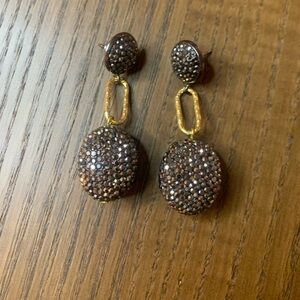 METALLIC TWO TONED PAPER CLIP CHAIN DROP EARRINGS